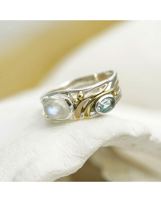 Isla Silver White Moonstone & Topaz Ring