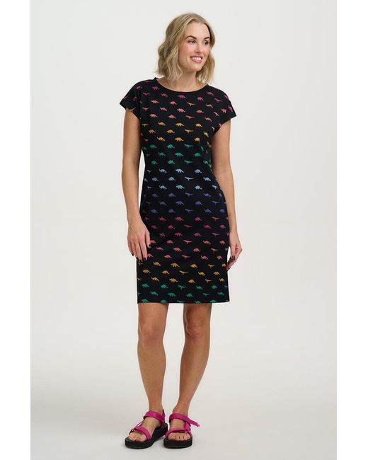 Sugarhill Black Katelyn Jersey T-Shirt Dress, Jurassic Jive