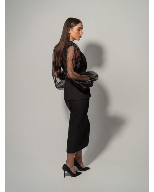 Tia Dorraine Black Femme Fatale Midi Skirt