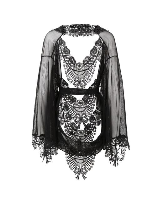 Belle -et-BonBon Black Bisoux Venetian Lace Kimono Best Seller To Xl Perfect Fit