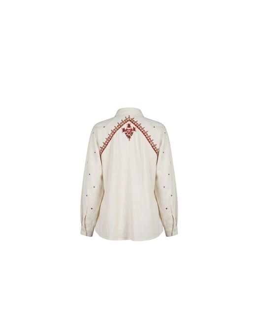 Collected Xx White Neelum Embroidered Panel Shirt