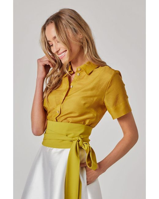 Marianna Déri Yellow Mustard Silk Blend Blouse