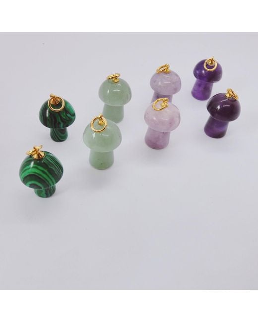 VALERIE CHIC Green Mushroom Malachite Earrings 18K