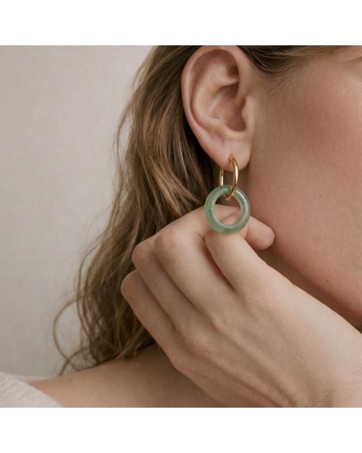 seree Green Amelie Jade- Gemstone Hoop Earrings