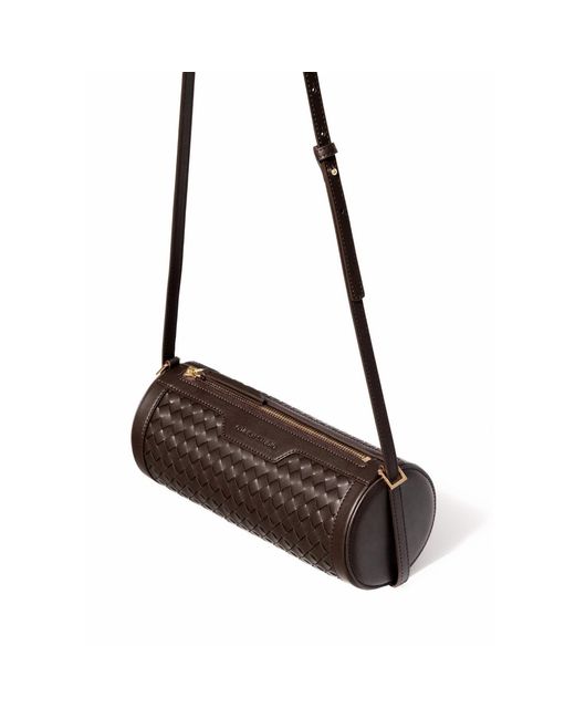 Owlish Studio White Reef Woven Vegan Leather Cylinder Bag