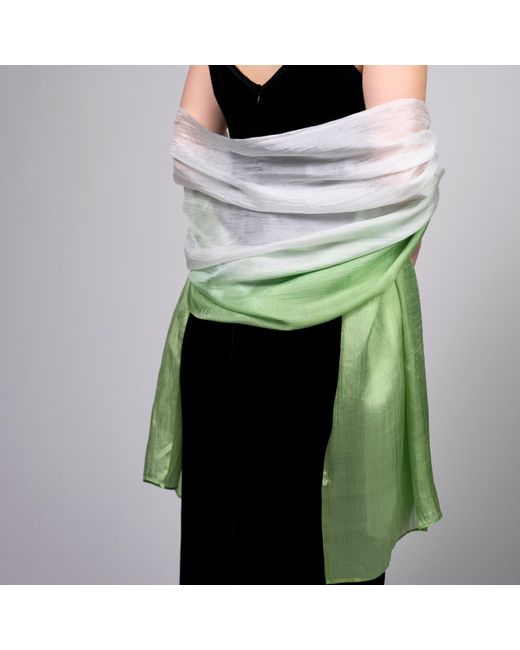 Silk and Bears Green To Ombre Mulberry Silk Scarf – Handmade & Hand-Dyed