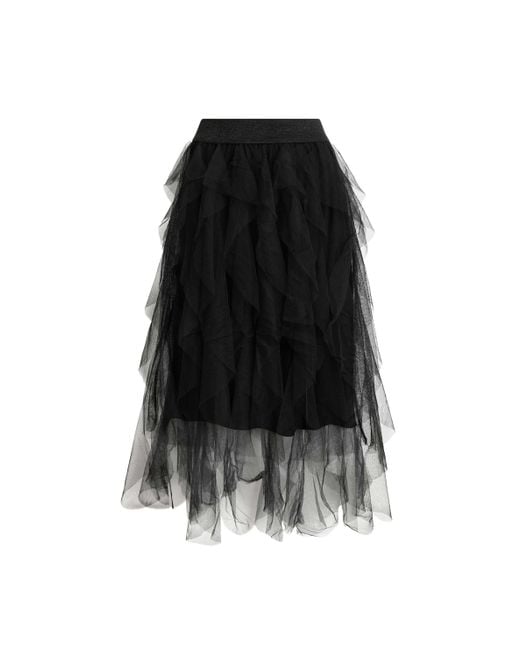 James Lakeland Black Organza Ruffled Skirt