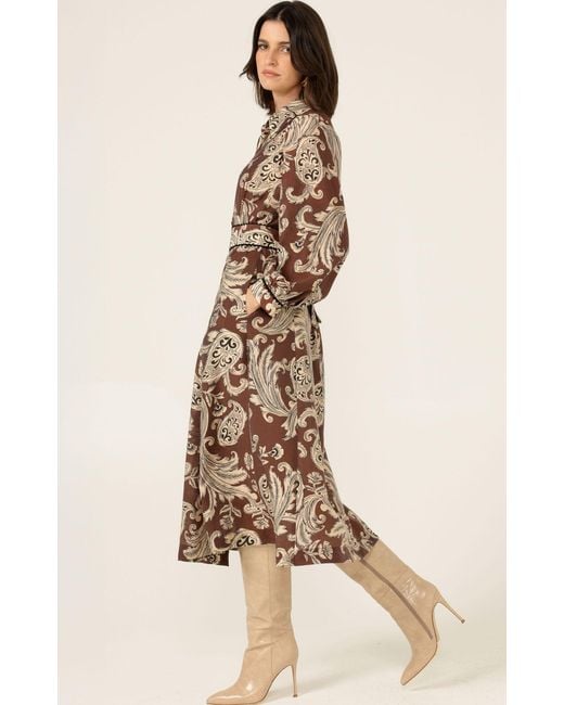 SACHA DRAKE Brown Neutrals Vanessa Shirtmaker Dress