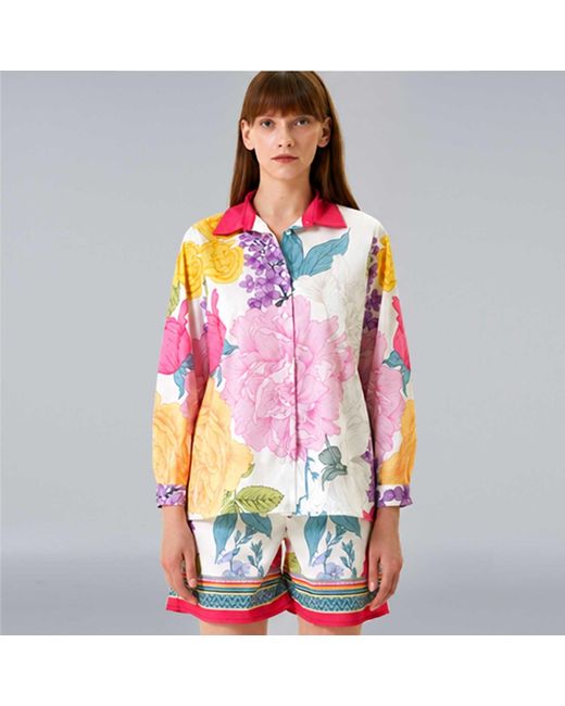 LOVEIST STORE Pink Cladia Peony Garden Long Sleeve Shirt