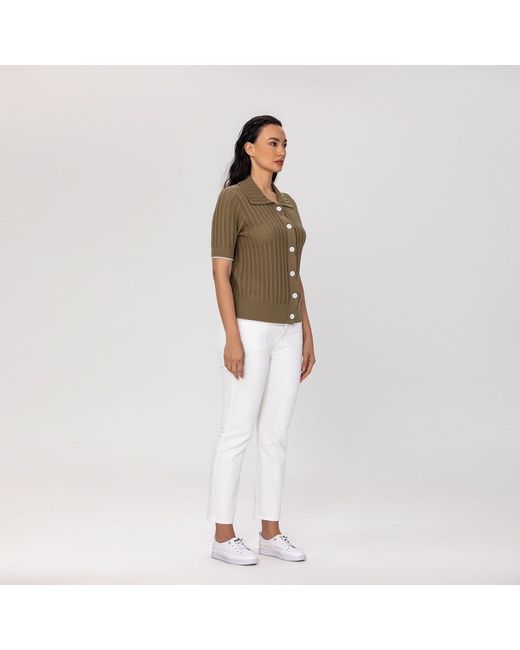 Smart and Joy Green Short-Sleeve Knit Cardigan