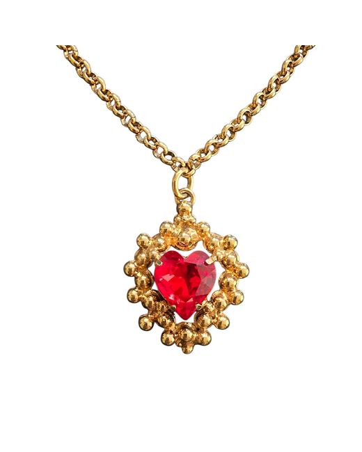 Vstyle Metallic Ruby Swarovski Sacred Heart Necklace
