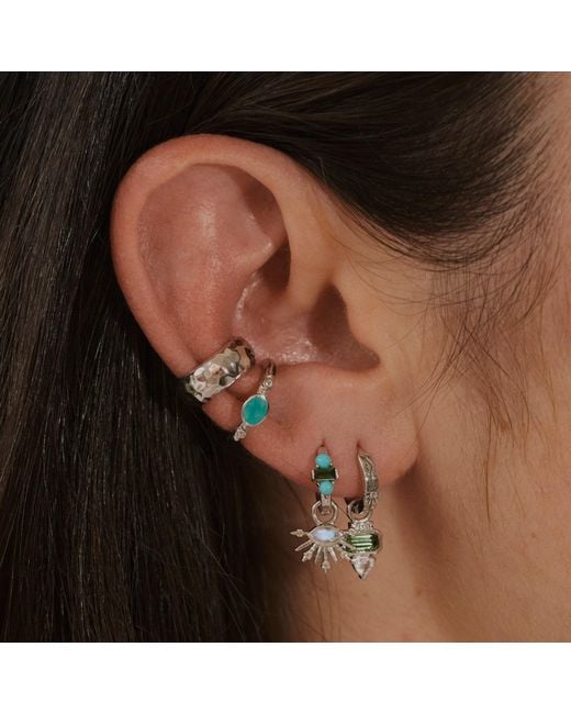 Zohreh White Wide Hammered Ear Cuff Sterling