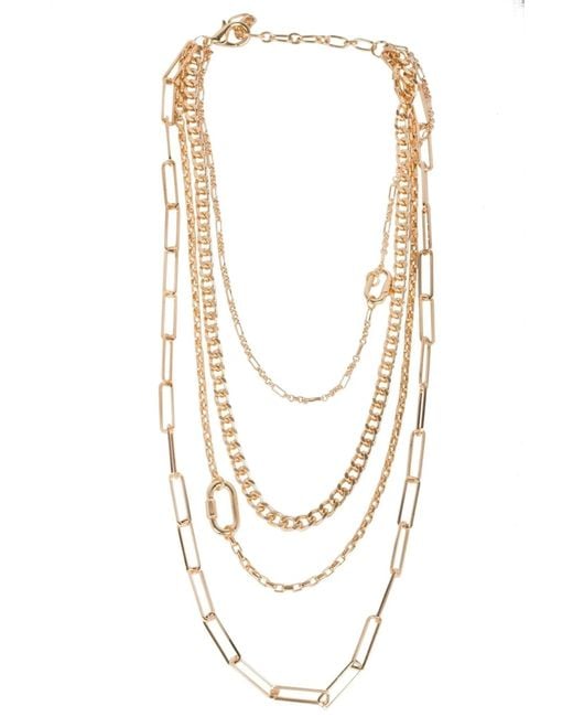 Saachi White Layered Chain Multi Necklace
