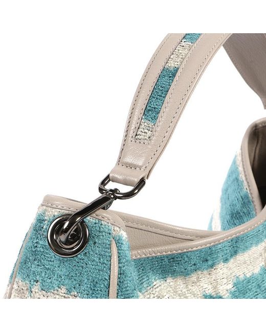 SJW BAGS LONDON Blue Garuda Velvet Ikat Bag