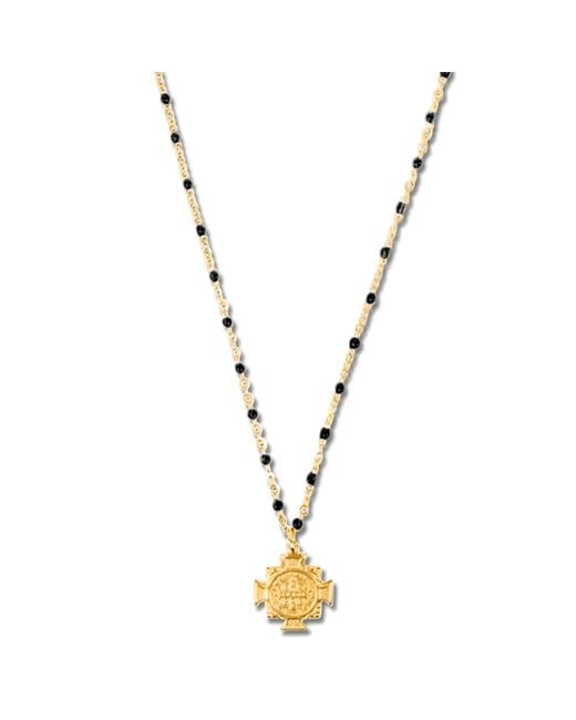 Ellie Vail Jewelry Metallic Zayla Cross Pendant Enamel Beaded Necklace