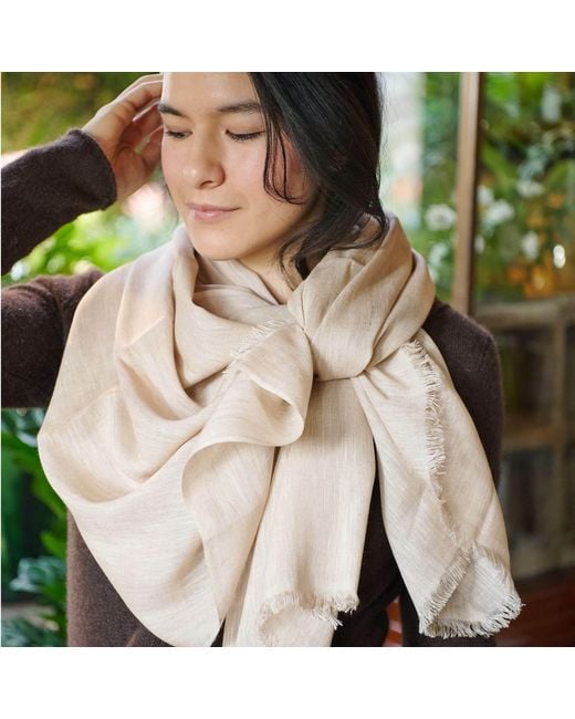 Variously Natural Oat Neutral Hand Woven Soft Linen Silk Scarf