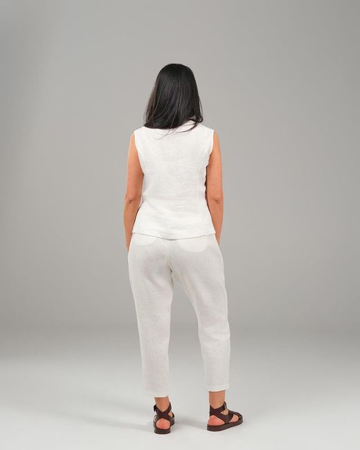 Lumina Eligma White The Isla Linen Vest Ensemble