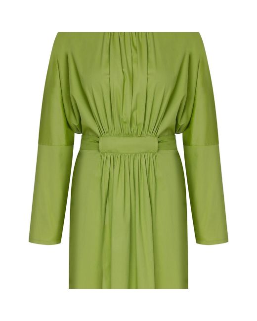 NAZLI CEREN Green Martha Open Back Cotton Dress