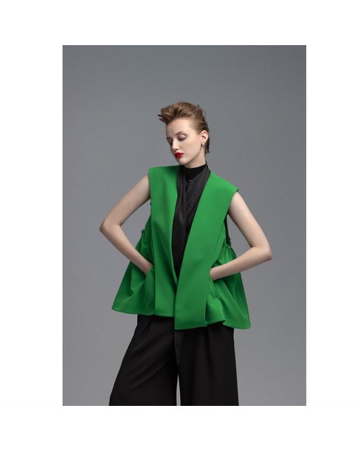 Julia Allert Black Wide-Leg Trousers With Contrasting Waistband