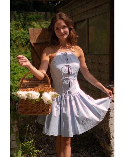 Amy Lynn Blue Raffaella Pure Cotton Skater Dress