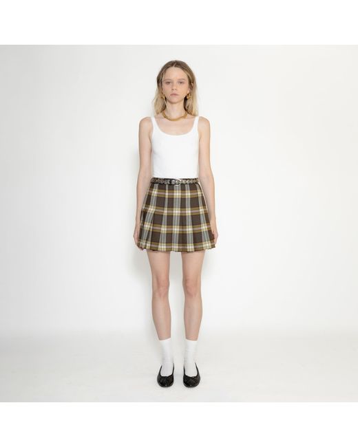 SVETA Milano Natural Bonnie Pleated Tartan Miniskirt