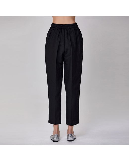Smart and Joy Black Straight Linen Pants