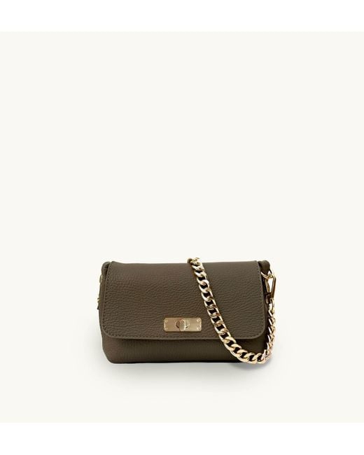 Apatchy London Brown Neutrals The Maisie Mini Mink Leather Bag
