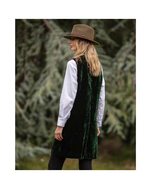 At Last Green Long Silk Velvet Waistcoat