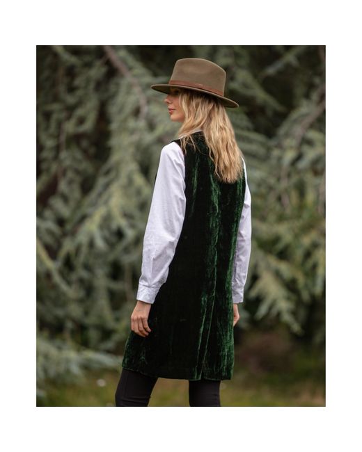 At Last Green Long Silk Velvet Waistcoat In Forest