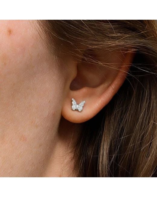 KAMARIA Metallic Butterfly Stud Earrings With Crystals