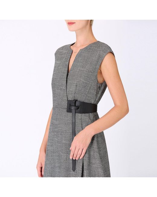 Smart and Joy Gray Trapeze Dress With Cross -Effect