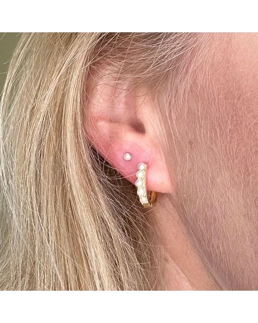 Clemence Wren Metallic Freshwater Pearl Contemporary Hoop Earrings