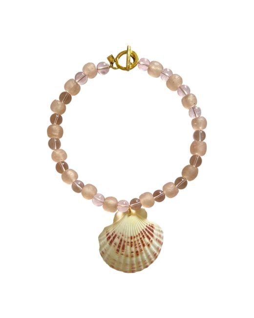 Sccollection Metallic Blush Chunky Beaded Shell Necklace