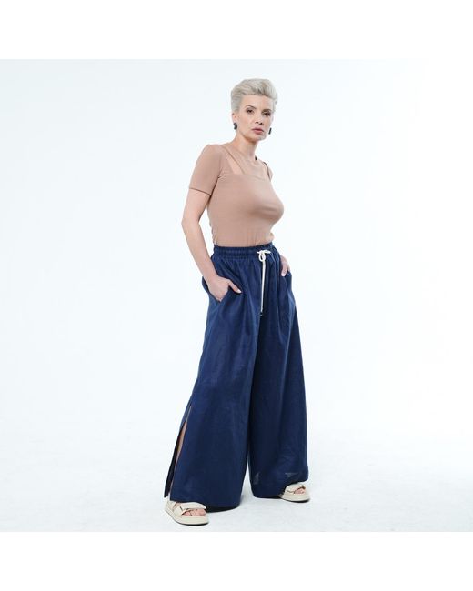 Metamorph Blue Palazzo Linen Pants