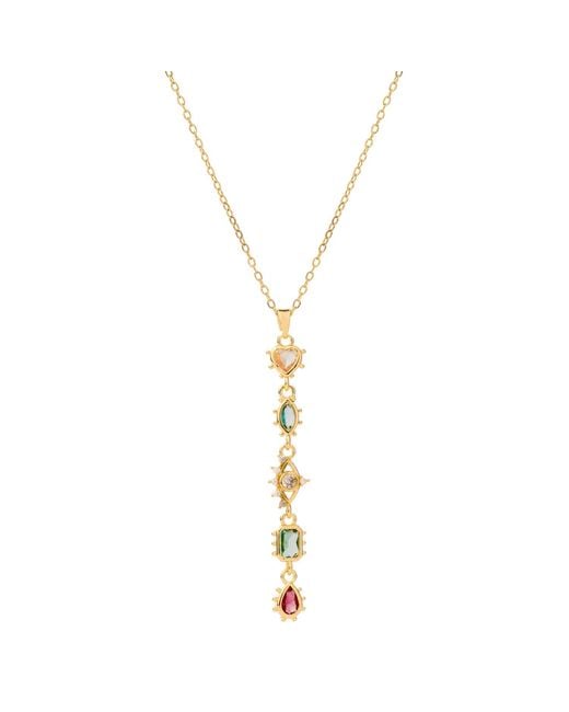 Ebru Jewelry Metallic Mystic Guardian Heart & Evil Eye Y-Drop Necklace