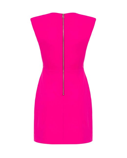 Nocturne Pink Shoulder Pad Square Neck Dress