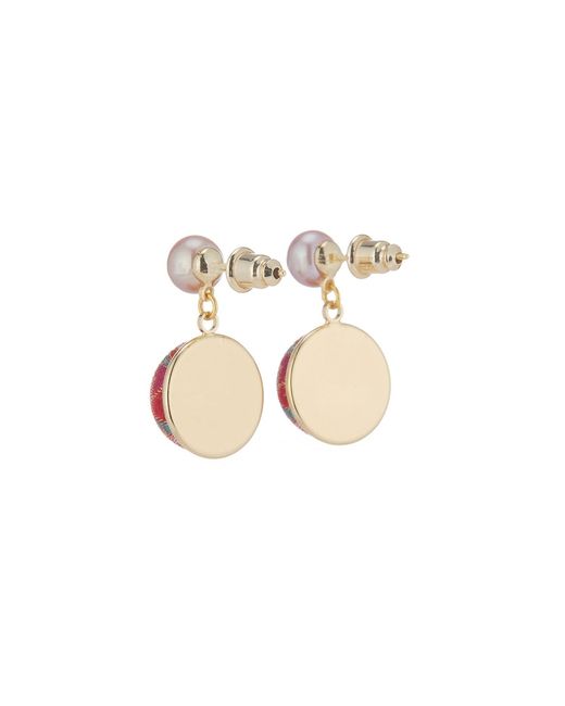 Soft Strokes Silk Red Pure Silk Brocade Earrings With Freshwater Pearls