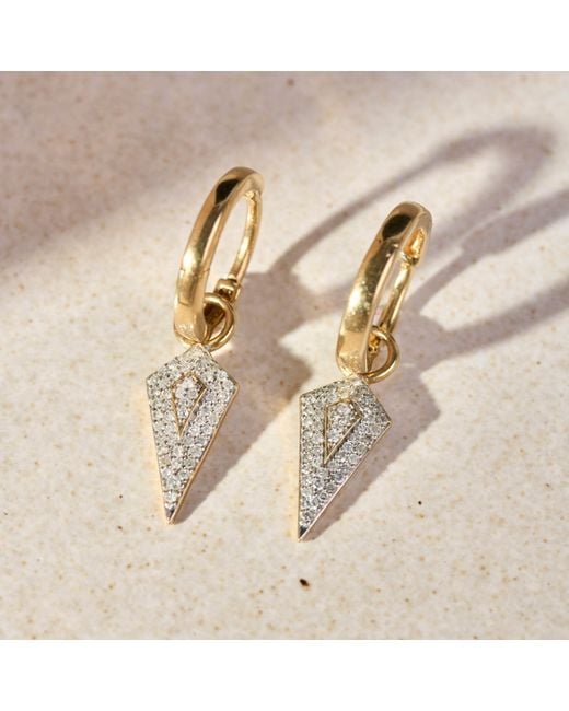 Zohreh Metallic Diamond Rhombus Hoop Earrings 9K