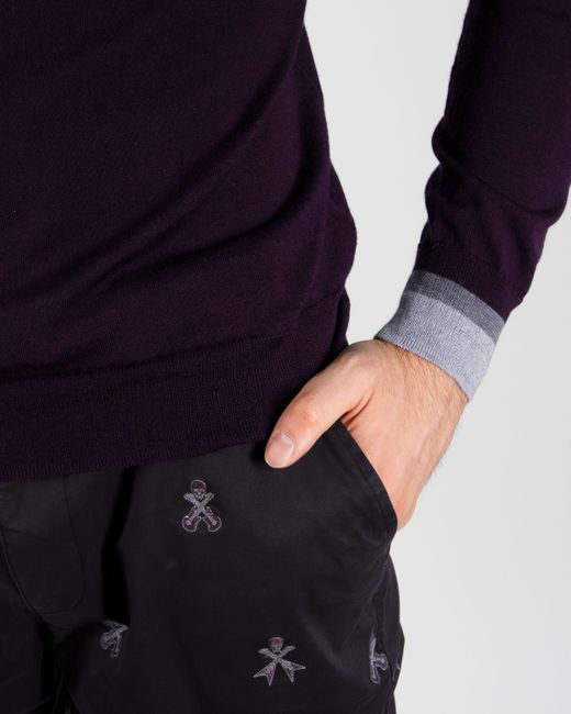 Lords of Harlech Purple Ronald Merino Turtleneck Sweater for men