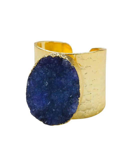 YAA YAA LONDON Blue Crystal Crush Statement Ring