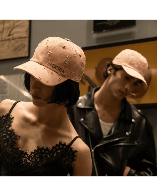 DORIA 1905 Pink Denim Holes Baseball Cap for men