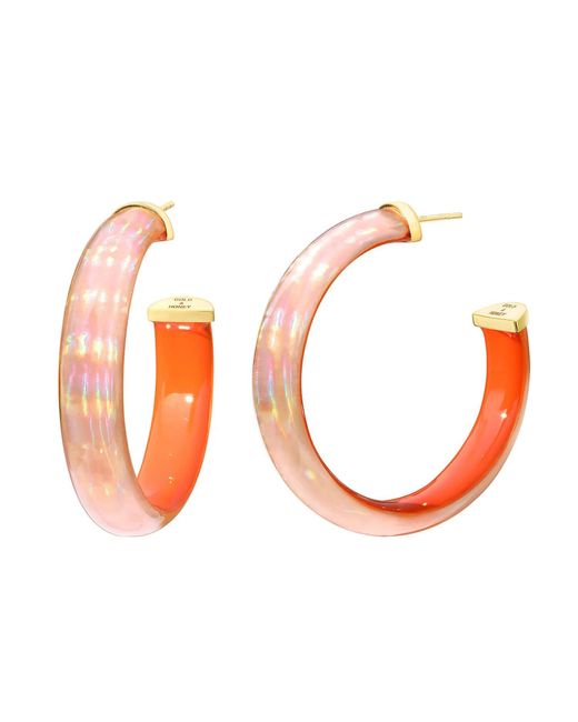 Gold & Honey Orange Medium Iridescent Lucite Hoops