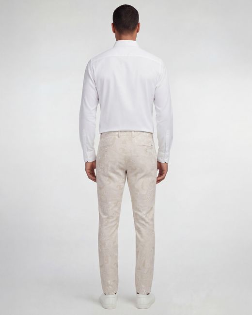 Lords of Harlech Natural Neutrals Jack Paisley Explosion Ivory Flat Front Pant for men