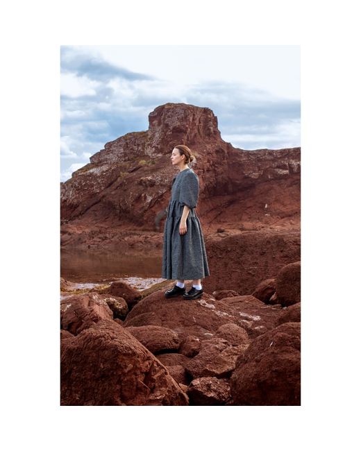 KAROLINA OZOLINSIUTE Gray Luna Dark Maxi Dress With Sleeves
