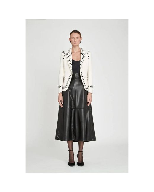 The Extreme Collection White Neutrals Blazer With Bold Stud Accents Rock Star