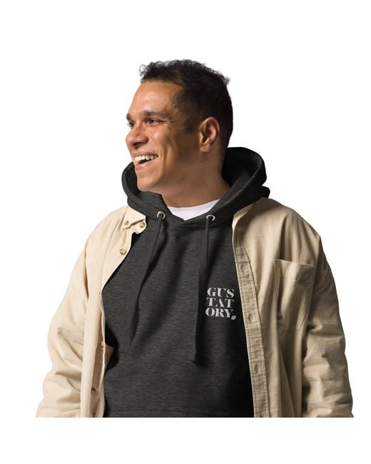 Anchor and Crew Gray Heather Gustatory Tokyo Coffee Scene Cotton Blend Embroidered Hoodie for men