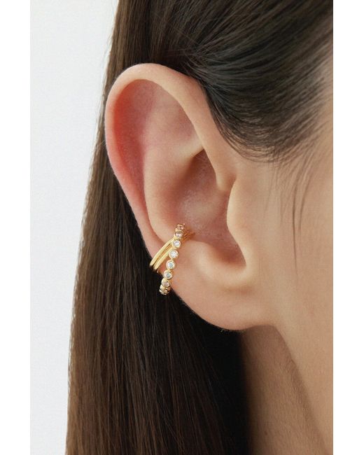 Vanhi Metallic Vina Crystal Bezel Ear Cuff
