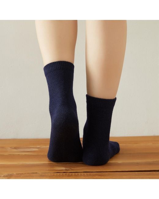 Soft Strokes Silk Blue Wool Quarter-Length Socks Set Of Two