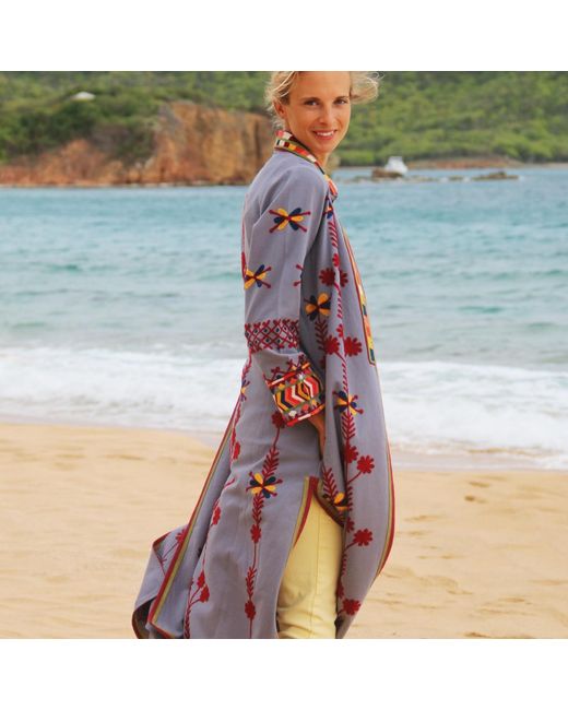 Antra Designs The Steel Blue Aztec Coat