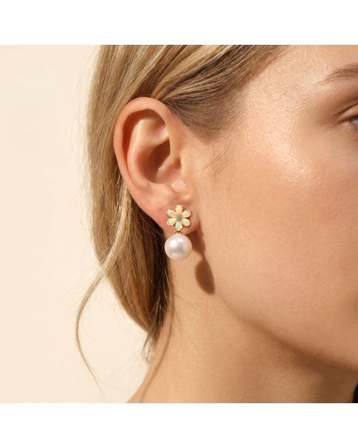 Kai Fine Jewelry Metallic Solid Natural Opal, Diamond & Freshwater Pearl Convertible Flora Drop Earrings